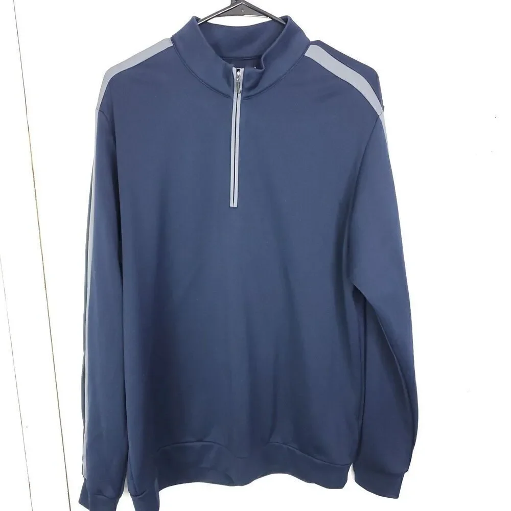 Adidas Jacket Mens L Pullover Quarter Zip Athlete Golf Navy Sports Soccer